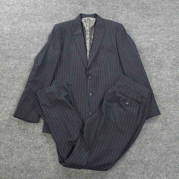 Daryl James Suit Mens 40 33x31 Blue Pinstripe 2 Piece Bespoke NFL Player Custom